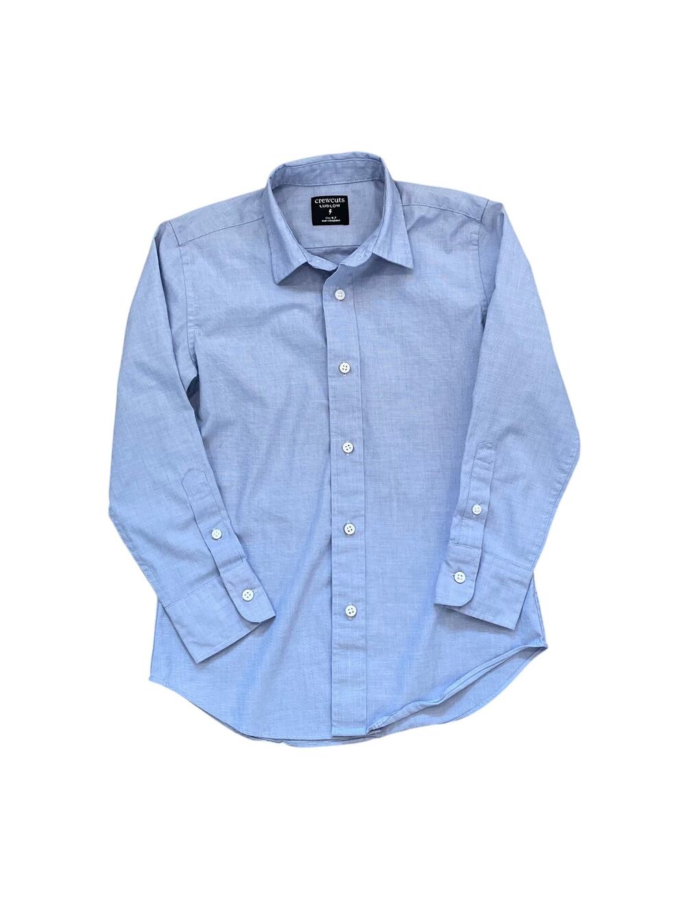 J.Crew Crewcuts Boys Blue Button Down Ludlow Shirt, Size 6-7